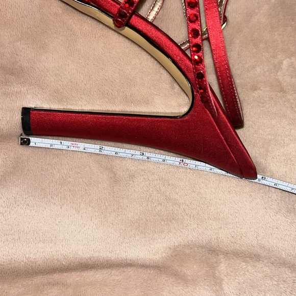 Preowned Nina Satin Red rhinestone Strappy heels Size 9.5 M - Picture 2 of 6
